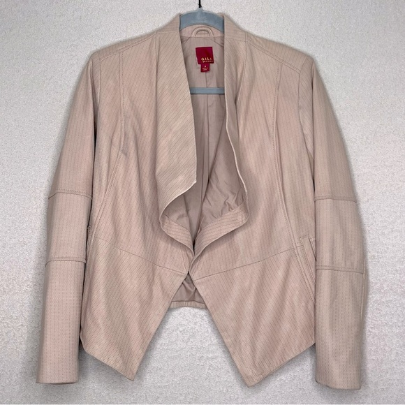 G.I.L.I Got It Love It Leather Drape Front Asymmetrical Jacket-Pink-Women’s 2 - Picture 1 of 11